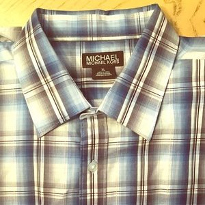 Men’s MICHAEL KORS Plaid Dress Shirt, Button Down.